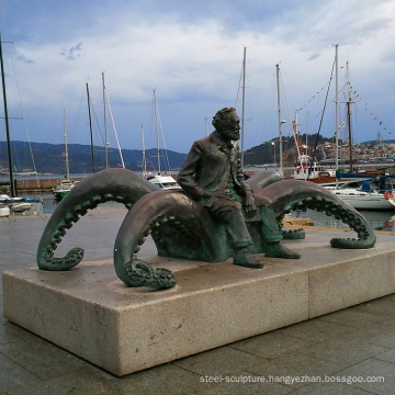 art deco riproduzioni metal craft bronze octopus sculpture for graden